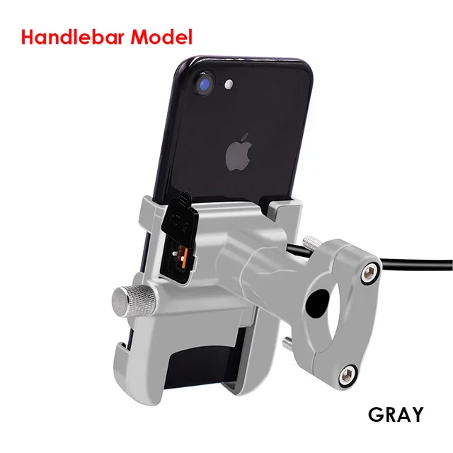 Handlebar Gray Vmonv Rorating держатель для телефона на руль мотоцикла USB быстрое зарядное устройство 3,0 велосипедный держатель заднего вида для 4-6,5 дюймов крепление для мобильного телефона - Цвет: Handlebar Gray