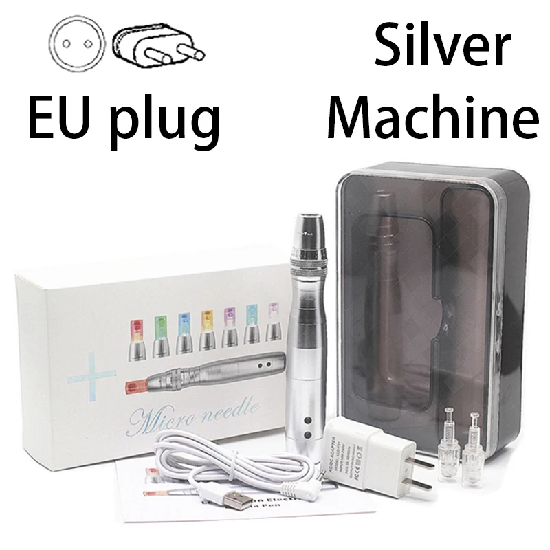 EU plug silver BB крем ампула мезо белый bb сыворотка стартовый набор свободно выбрать цвет с BB крем-основа Дерма ручка для эффективного осветления - Цвет: EU plug silver