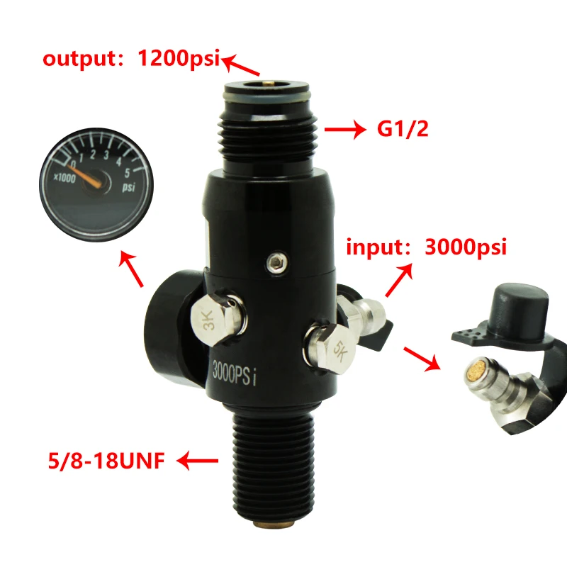 1200psi Резьба 5/8-18UNF 3000psi цилиндр для пейнтбола регулятор бака из давления 800psi 1200psi - Цвет: 1200psi