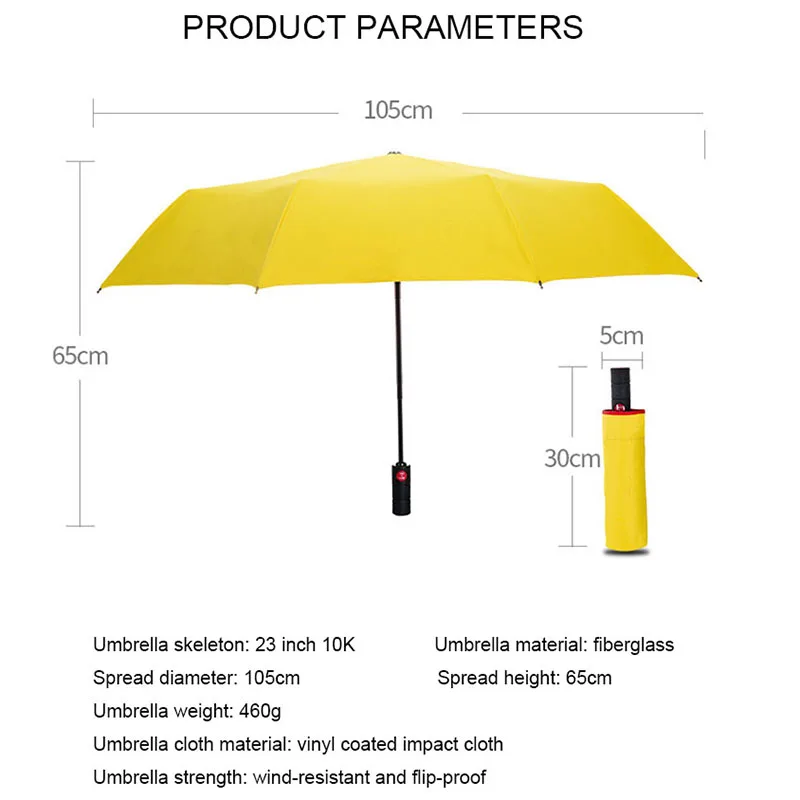 New Full Automatic Business Umbrella Three Folding Male Female Parasol Umbrella Rain Women Windproof Luxury Men