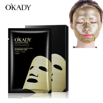 

Gold Honey Face Mask With Box 5PCS Whitening Moisturizing Lifting Firming Facial Masks Sodium Hyaluronate Anti Aging Skin Care M