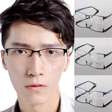 Прочная Мужская металлическая оправа для очков полуобода дизайнерские прозрачные линзы