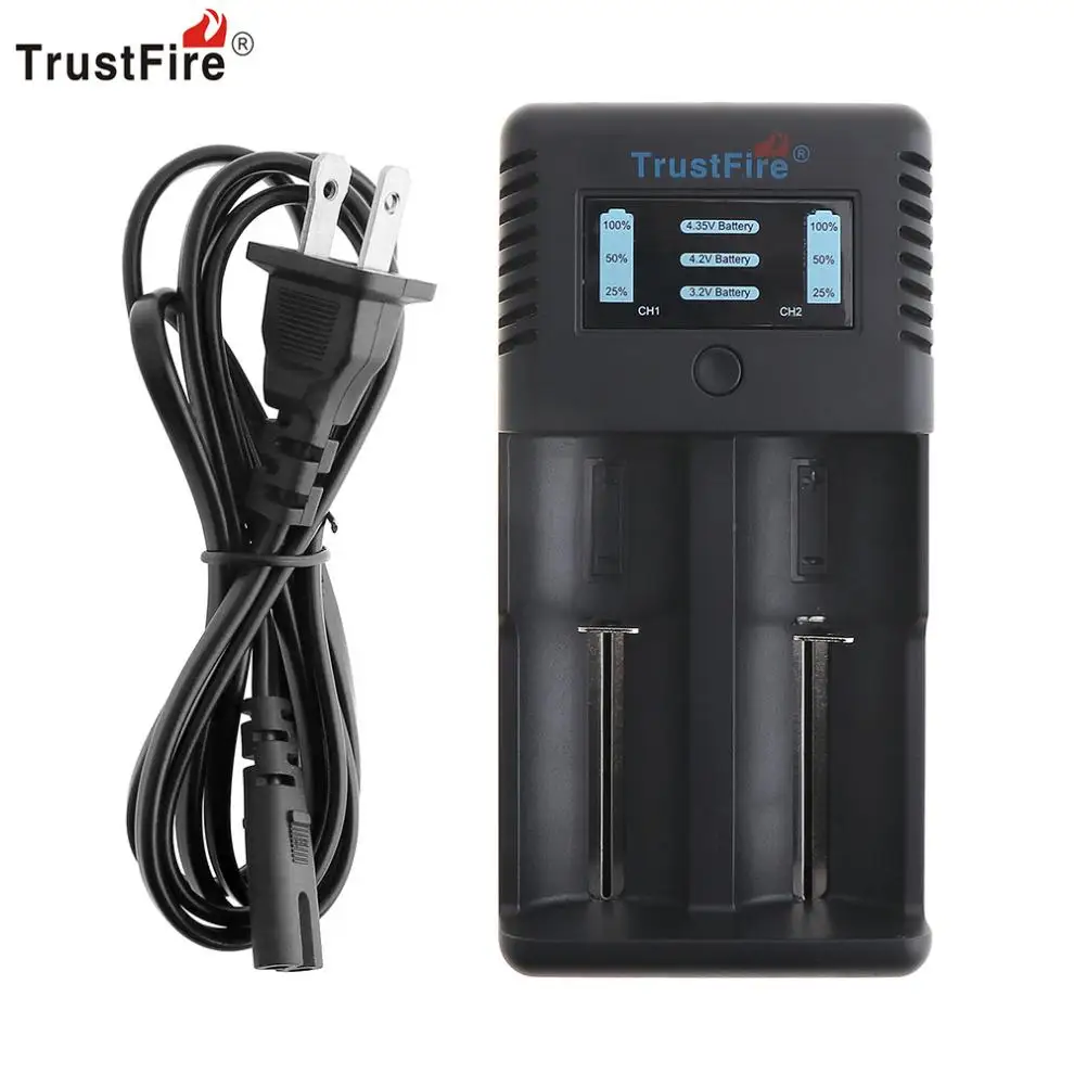 TrustFire TR-019 Intelligent Fast Lithium Battery Charger 2 Slots for 18650 26650 25500 21700 20700 16650 14500 32650 Batteries
