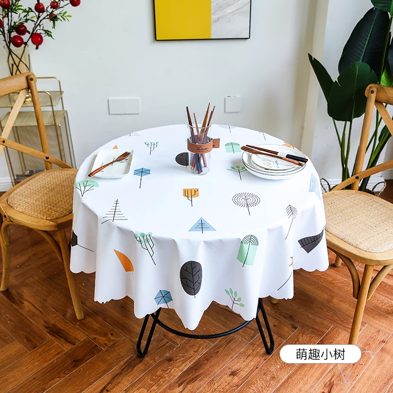 RZCortinas Table Cover Round Party Wedding Home Table Cloth Flamingo Leaf Printed PVC Tablecloth fo