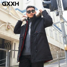 GXXH бренд, зимнее Новое пуховое пальто, мужской модный теплый длинный пуховик с капюшоном и меховым воротником, пуховое пальто размера плюс 5XL 6XL 7XL