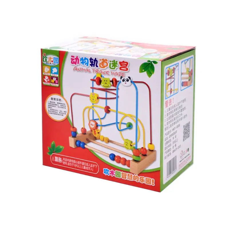Wooden Bead Maze Toys Educational Abacus Beads Circle Toys Gift for Children Kid R7RB