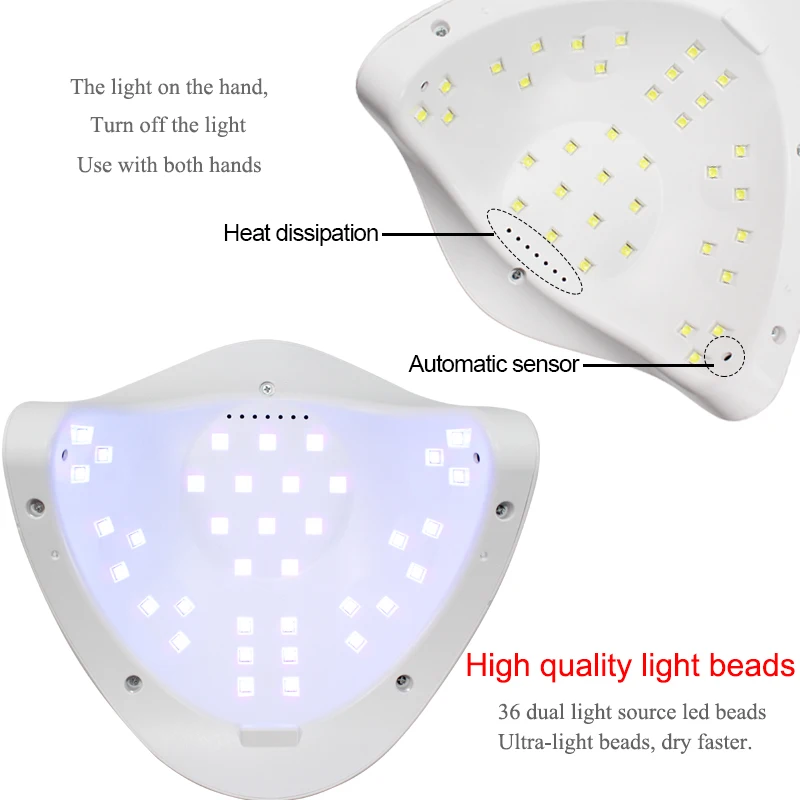 SUN19 80 Вт Светодиодная лампа для сушки ногтей 36 светодиодный s УФ-лампа для сушки гель-ЖК-дисплей Дисплей 10/30/60/99s не вызывает болезненных ощущений Сенсор Маникюр нейл-арта
