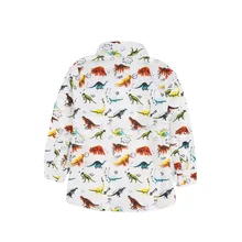 Осенние повседневные рубашки для мальчиков От 1 до 4 лет хлопковая блузка для мальчиков однотонная Одежда для мальчиков с карманами и рисунком динозавра