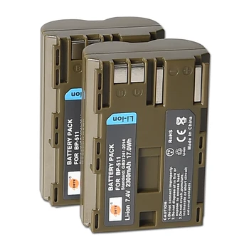 

2PCS 2300mAh 7.4V DSTE BP-511 BP-511A BP511 Battery Charger for Canon 20D 30D 40D 50D MV 30i 300 300i ZR20 25MC Camera