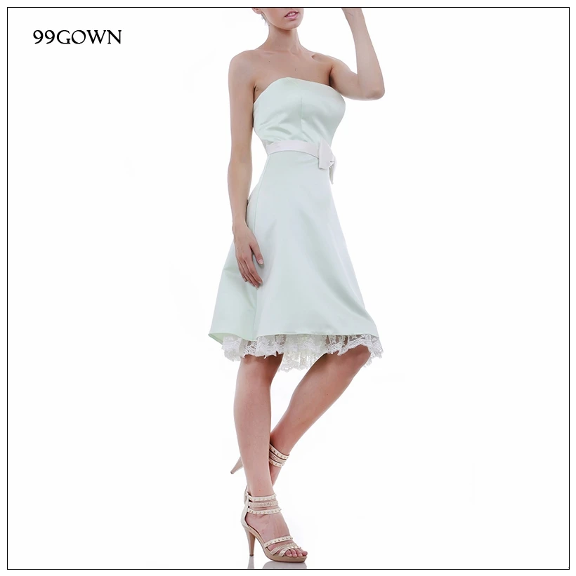 99GOWN роскошное атласное свадебное платье для гостей для женщин роскошное кружевное платье до колена с открытыми плечами платье подружки невесты для свадебной вечеринки