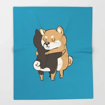 

Dog Shiba Inu Cartoon Throw Blanket Cute Kids Design Shiba Inu Hugs Blankets for Beds Christmas Decorations for Home
