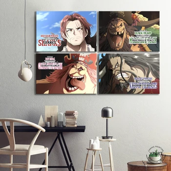 

ONE PIECE 4 Yonko Bounty SHANKS&BLACK BEARD&KAIDO&BIG MON Anime Wall Picture Canvas Painting Kid Bedroom Wall Decor