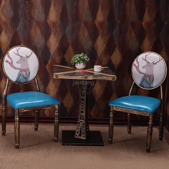 

European-style Retro Chairs Nail Chair Personalized Custom Iron Old Theme Hotel Dining Chair Creative Back Makeup Chair