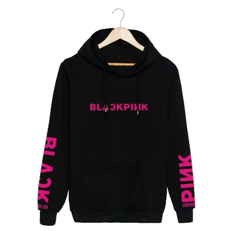 Rose AND Black Хлопковые пуловеры Kpop Blackpink Fanmade, толстовки для влюбленных, спортивные топы, верхняя одежда(черный, белый, серый, розовый, желтый, красный - Цвет: Rose AND Black
