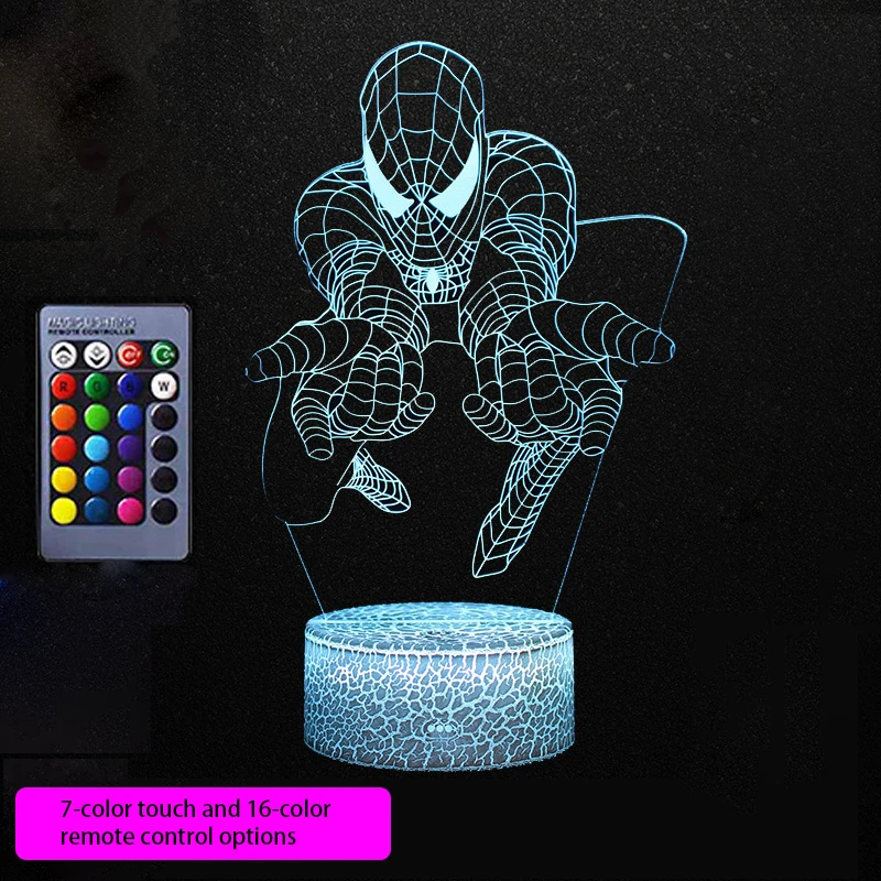 DISNEY Spider-Man 3D Desk Lamp USB Stereo LED Night Light Illusion Light Surprise Birthday Gift LED Light Use USB and Battery night stand lamps