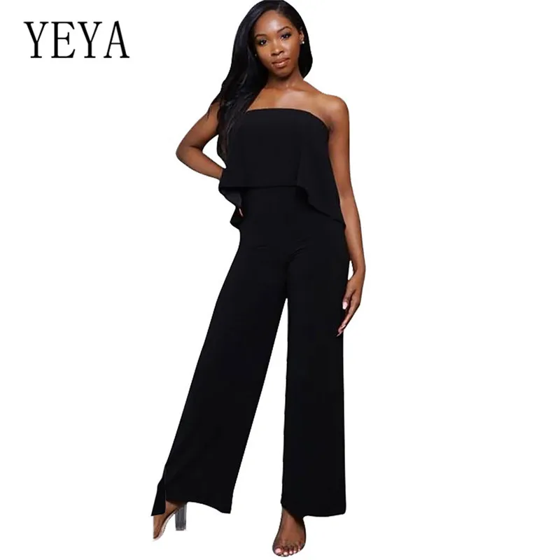 

YEYA Sexy Off Shoulder Wide Leg Casual Playsuits Overalls Romper Women Summer New Style Wrapped Chest Back High Waist Jumpsuits