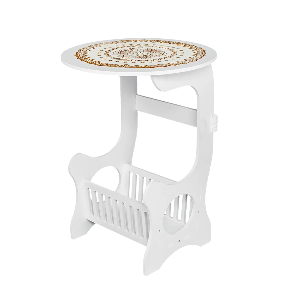 

Bedside End Table Locker Coffee Table Modern European Style White Round Home Furniture