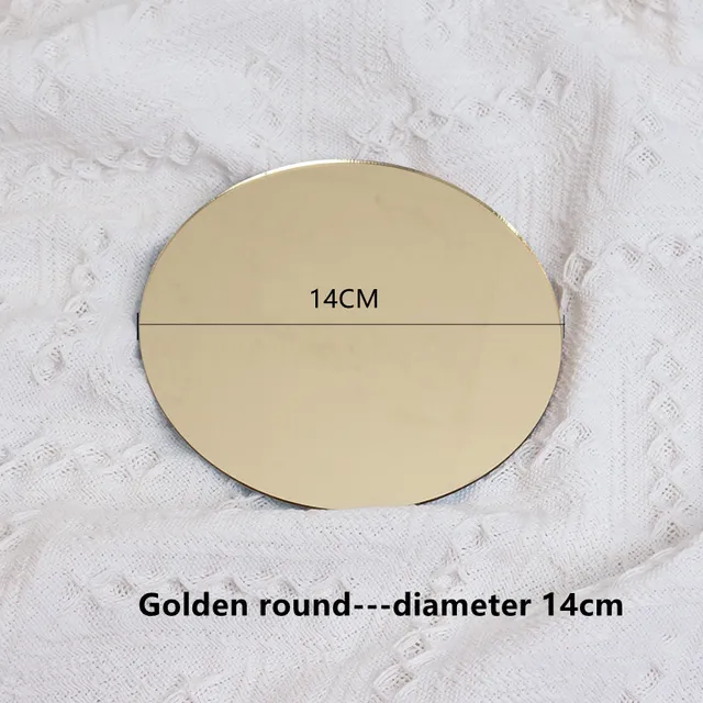 Acrylic Mirror Board Cosmetics Photography Backdrops Birthday Room Decoretiong Ornaments Photograthy Props for Photo Studio Golden Circular 14cm