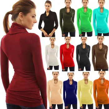 

Madam clothing OWLPRINCESS 2020 Summer Autumn High Collar Long Sleeve Slim Fit Base Shirt Solid Color T-shirt