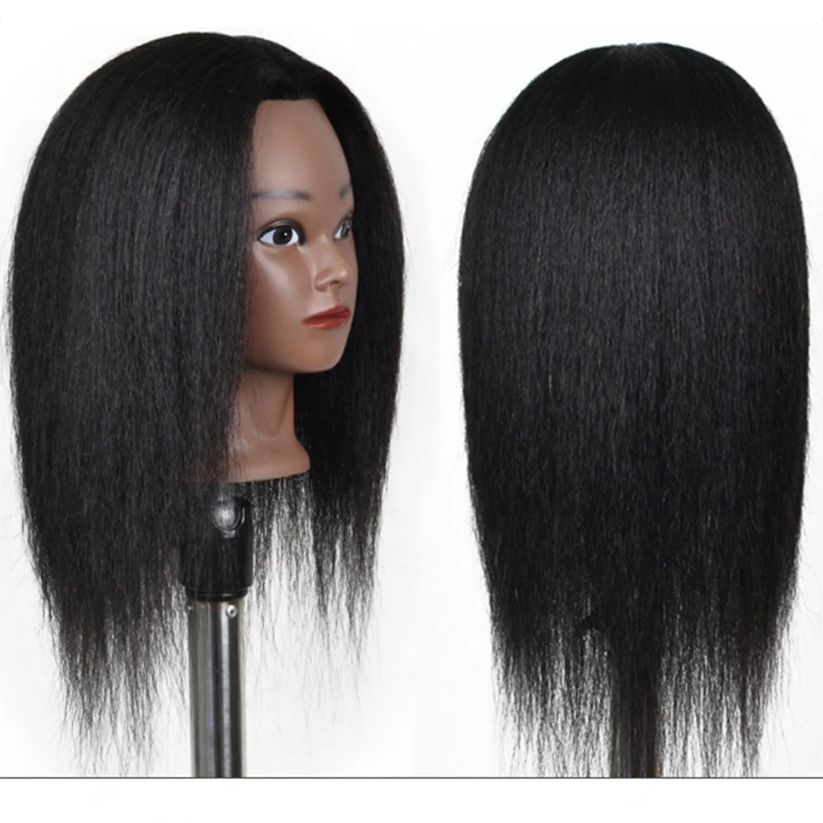 Americano africano maniquí cabeza con pelo Real para trenzar el cabello formación Hairart Barbero cabeza de maniquí peluquería # g30