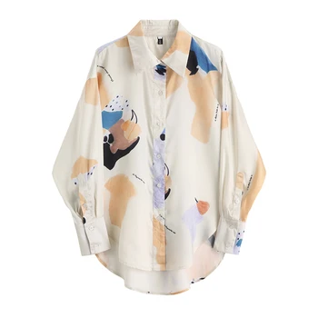 

iMucci 2020 Spring New Blouese Women Vintage Printing Loose Big Size Full Sleeves Korean Fashion Women Shirt Tide TM1190