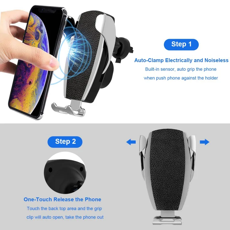 15W Qi Wireless Car Charger Phone Holder Auto Clamping Air Vent Stand For Samsung S9 S10 iPhone X XS XR For Xiaomi 9 Huawei P30