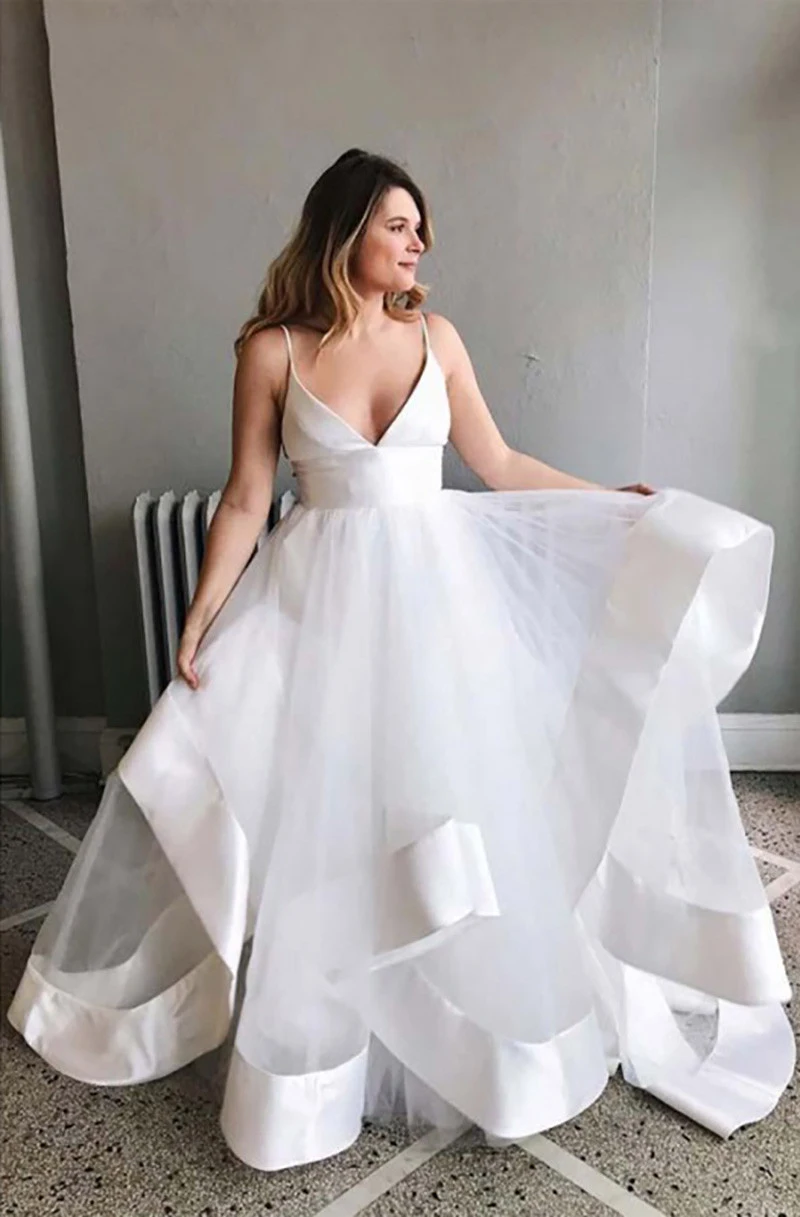 Plus size spaghetti strap wedding dress Clearance