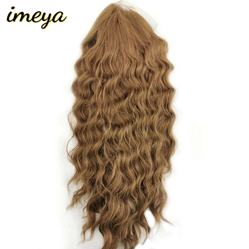 Imeya 150% плотность глубокая волна высокого Температура волокна синтетические Синтетические волосы на кружеве Парики часть 13X3 бесклеевой парик шнурка для Для женщин