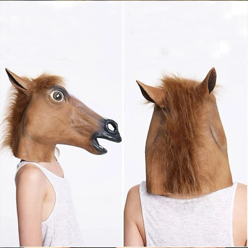 Единорог лошадиная маска маски для костюмов реалистичный латекс конь лицо забавные маскарадные маски силиконовые Животные лицо Хэллоуин Вечерние Маски