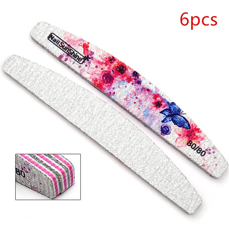 6pcs Пилочки для ногтей, наждачная бумага 80/100/150/180/240 шлифования буферный блок двусторонний в форме цветка Пилочки для ногтей для гель для ногтей маникюрный набор инструментов - Цвет: 6pcs