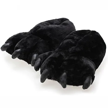 

Winter leopard print slippers cartoon animal claw bear paw tiger dinosaur paw plush warm home non-slip thick bottom men and wome