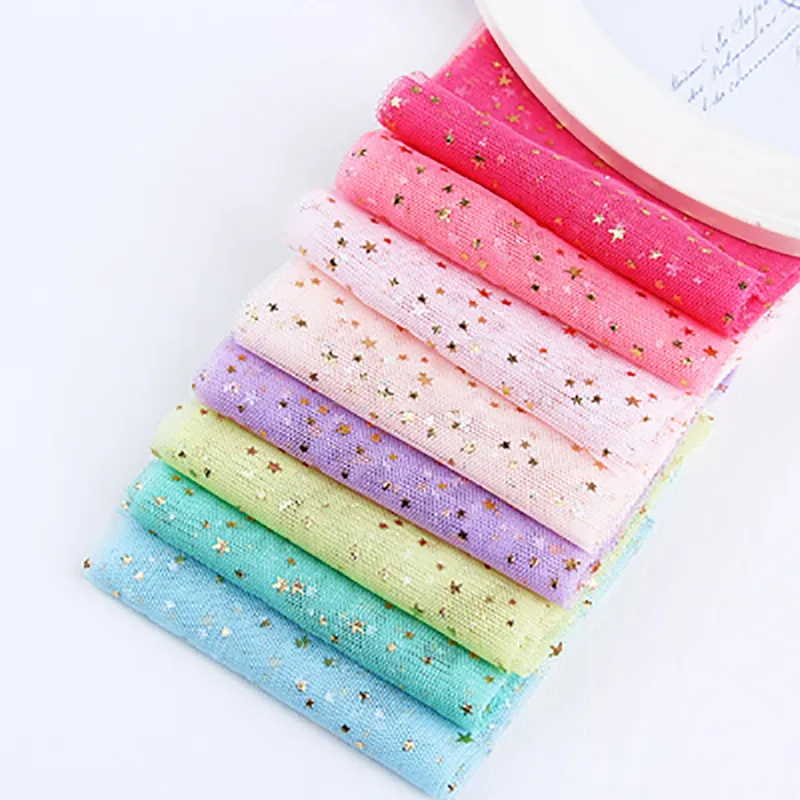 

7.5cm *25m Straight Cut Star Point Mesh Gauze Strip Handmade Fower Material Foral Material Bow Hair Accessories DIY Ribbon