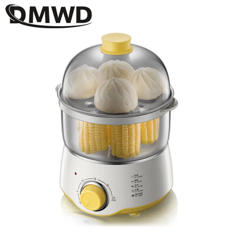 DMWD Multifunctional Electric Egg Boiler 2 Layers 16 Eggs Capacity Food Steamer Stainless Steel Anti Dry burning Cooking Tool EU