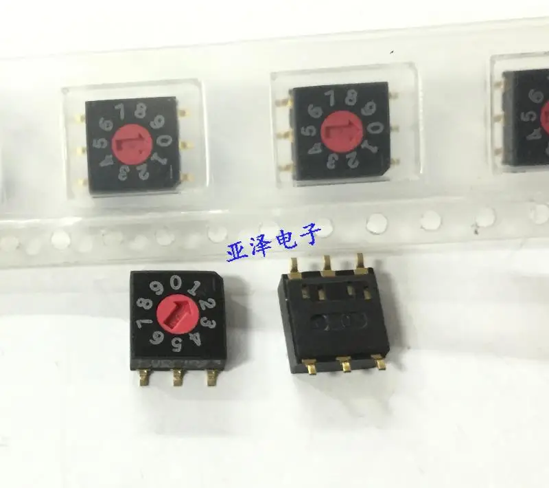 5PCS/LOT OTAX SMD rotary dial switch 0-9, encoding switch 10 gear, 7*7 positive code, 3:3 pin
