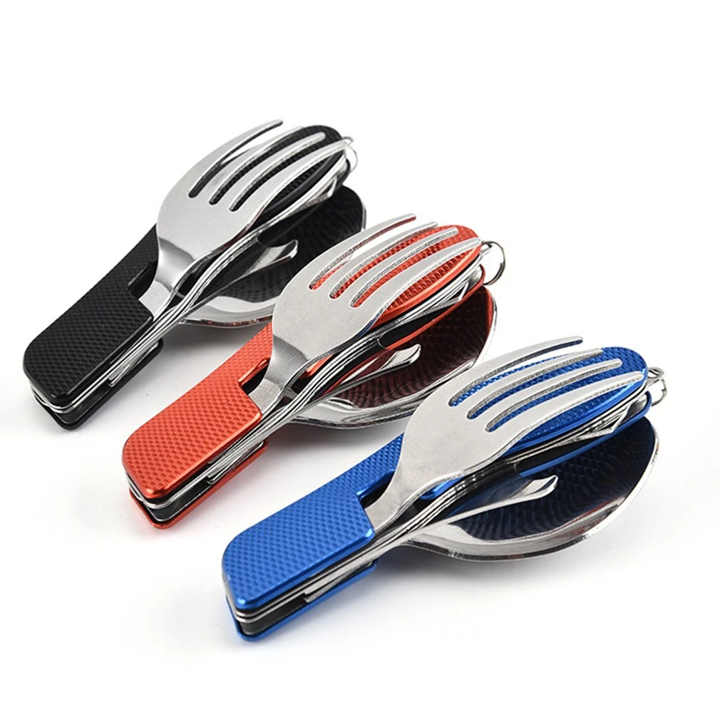 Outdoor Camping Portable Fork Knife Tableware Tools Stainless Steel 3 