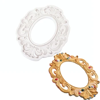 

3D DIY Large Oval Photo Frame Cake Border Fudge Silicone Mold Cake Decoration Tool Chocolate Candy Clay Plaster Mold Baking Tool