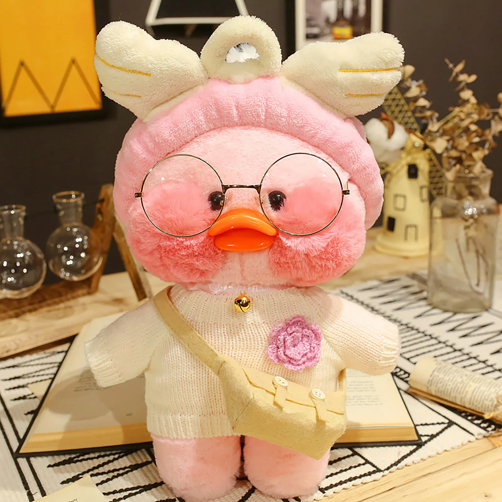 Cafe Mimi Duck_20cm_White/Pink/Yellow_INS Kawaii Soft Animal Doll 