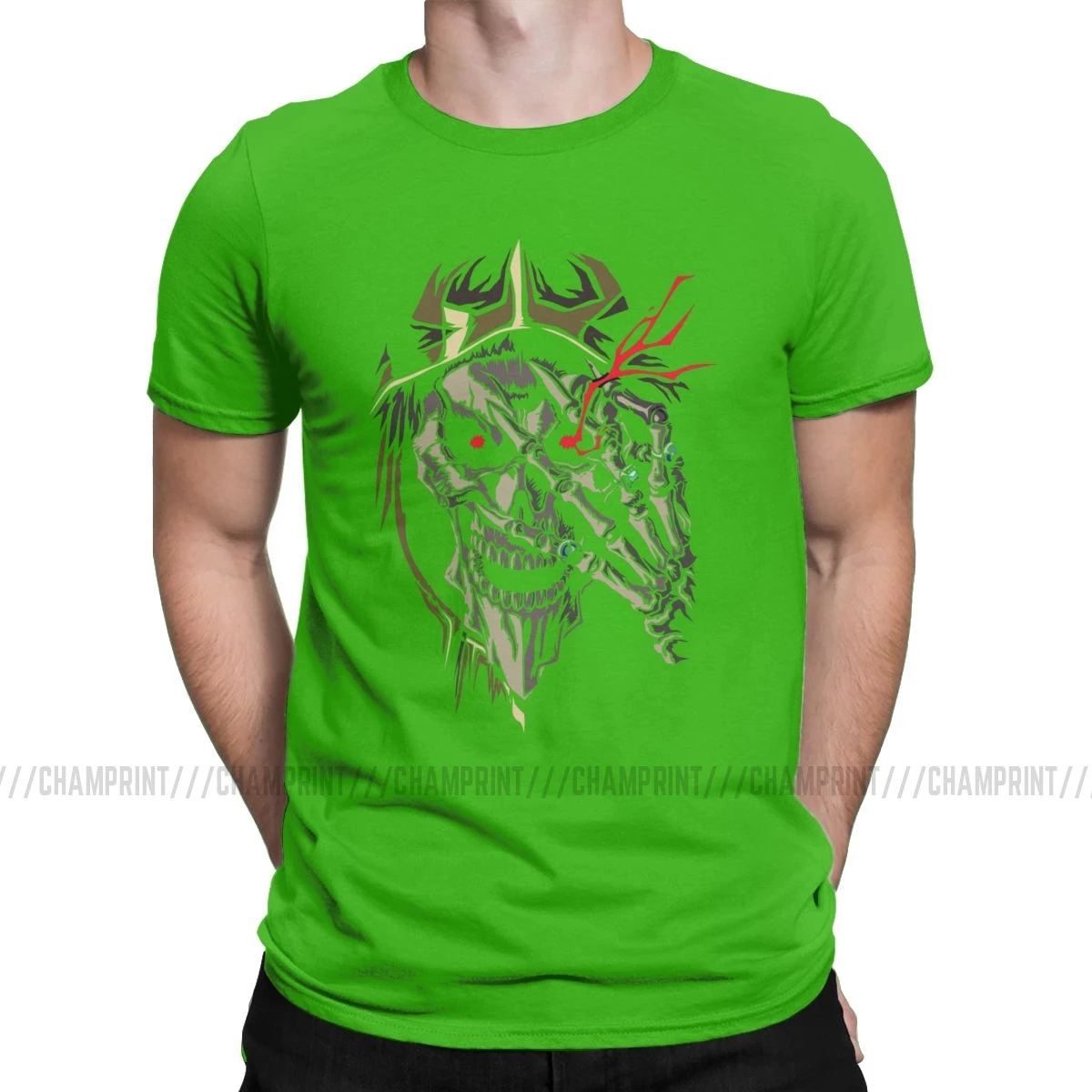 Overlord аниме Ainz Ooal платье футболки для мужчин хипстер хлопок тройники Crewneck футболки с коротким рукавом Оригинальная одежда - Цвет: Зеленый