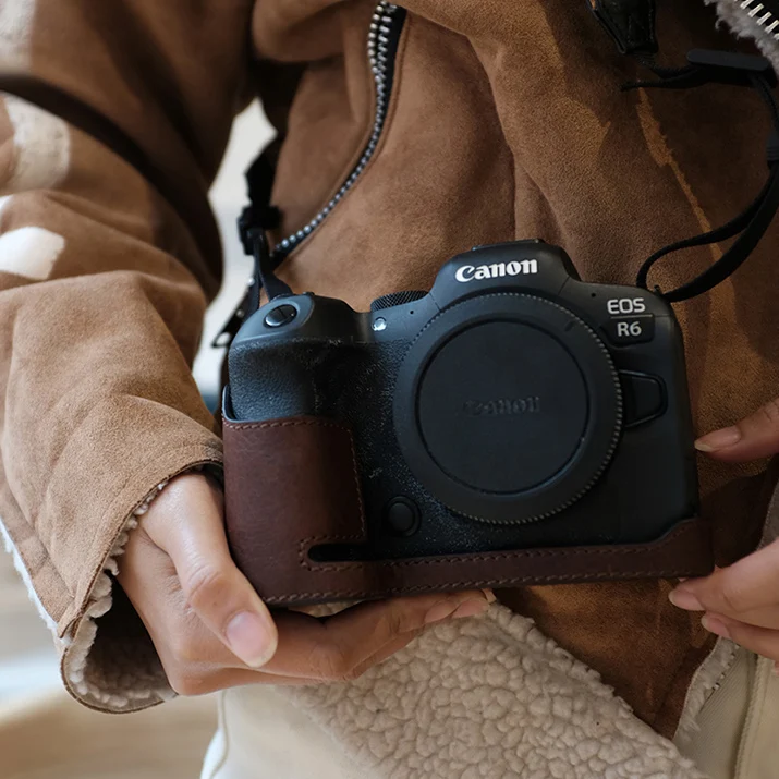 

original leather Canon EOS R5 R6R7R10 holster camera bag camera holster base half leather protective cover