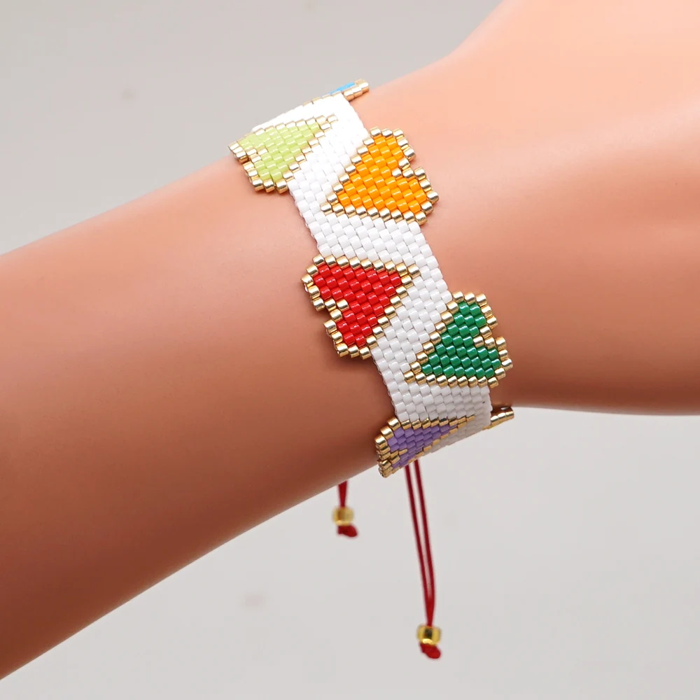 Go2boho браслеты для женщин MIYUKI браслет богемный Радуга 3D Сердце Pulsera Mujer Moda повязки Boho ручной работы ткацкий станок ювелирные изделия