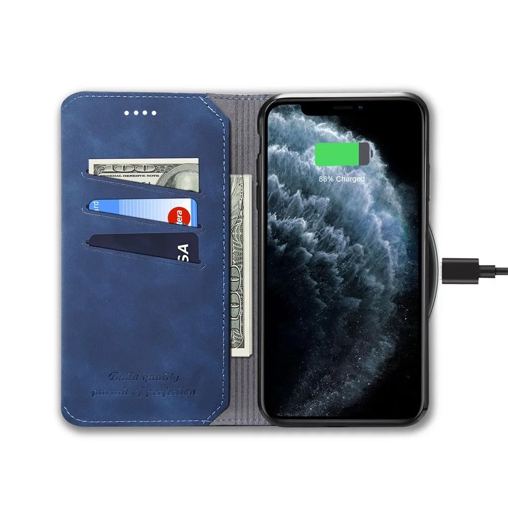 B Чехол для IPhone 116,1 дюймов из искусственной кожи с защитой от царапин сверхпрочный Чехол-держатель для карт чехол Роскошный кожаный магнитный флип-чехол - Цвет: B