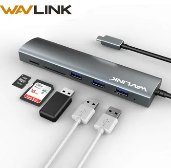

Wavlink USB C Hub Type C to Multi USB 3.0 HUB with SD/micro SD card readers for MacBook Pro PC Aluminum USB 3.0 Hub Splitter