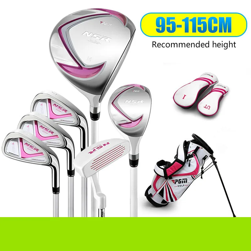 pink white 95-115cm PGM девочек гольф-клуб начальный комплект детей и подростков ультра-легкий портативный детский клуб JRTG006 - Цвет: pink white 95-115cm