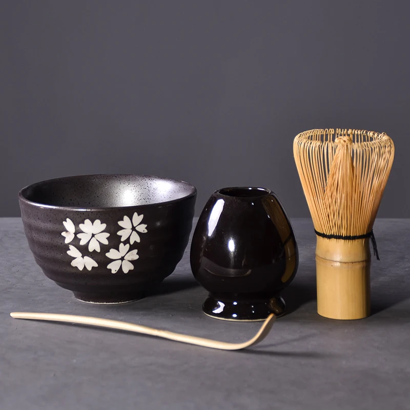 LUWU 4pcs/set traditional matcha giftset bamboo matcha whisk scoop ceremic Matcha Bowl Whisk Holder japanese tea sets