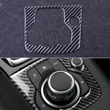 

beler Carbon Fiber Black Inner Center Console Multimedia Panel Switch Button Cover Trim Sticker Fit For Mazda 3 Axela 2013-2016