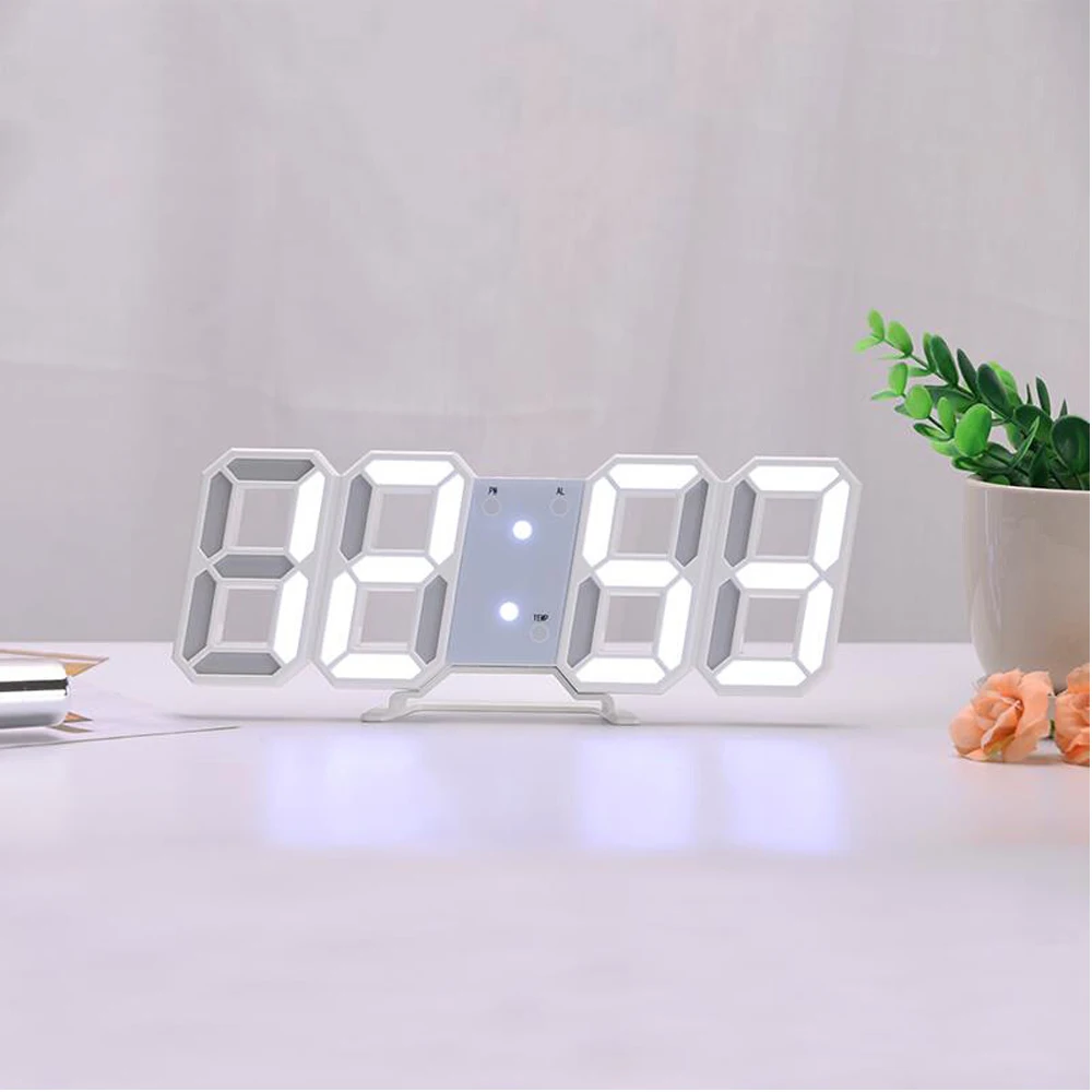 Короткие светодиодные цифровые 3d настенные часы электронные цифровые Usb будильники настольные часы для дома гостиной ночные настенные часы