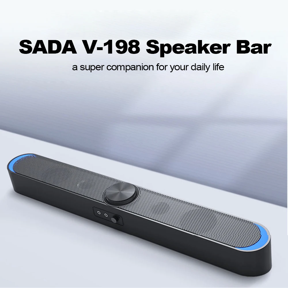 SADA V-198 с питанием от USB звуковая панель компьютерные колонки w/светодиодный свет 3,5 мм аудио микрофон разъем проводной Саундбар динамик для настольного ноутбука