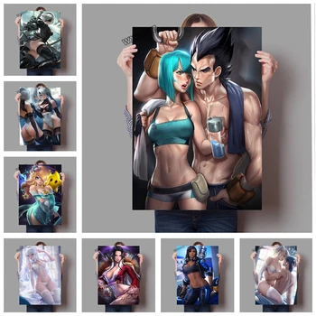 

Sexy cartoon character Naruto One Piece Dragon Ball Z Art Decor Home Decor Nursery Kids Room posters canvas painting # K569