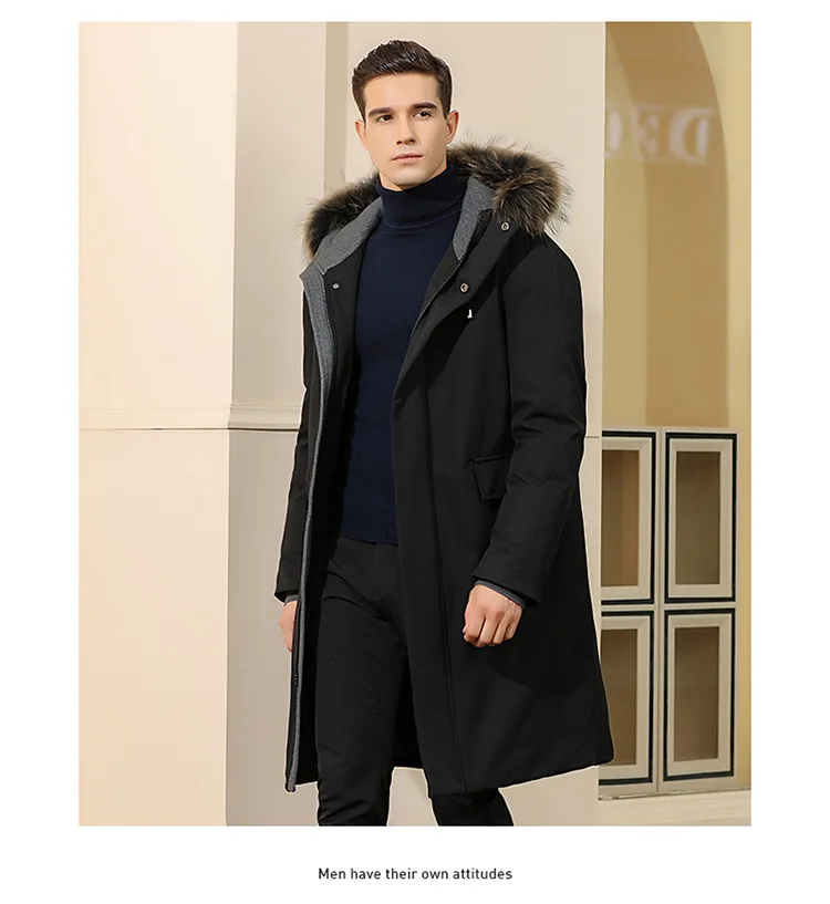 Новинка года; длинный воротник из натурального меха; Doudoune Hiver Homme