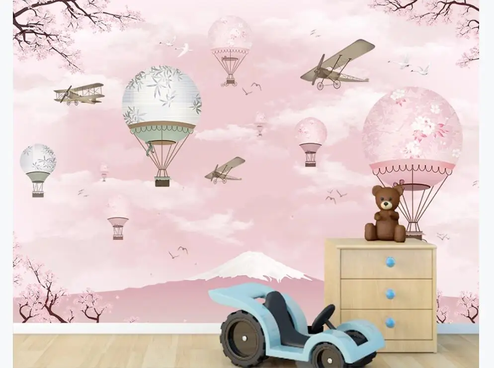 XUE SU Wall covering custom wallpaper cartoon hot air balloon background wall high-grade waterproof material